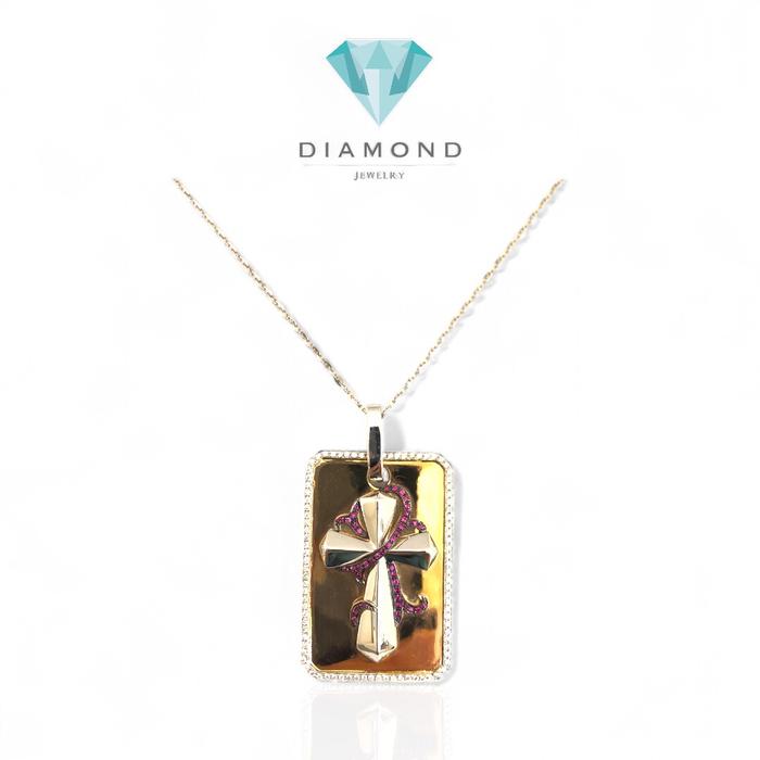 Cross Diamond Pendant 18K duo color -Diamond Jewelry