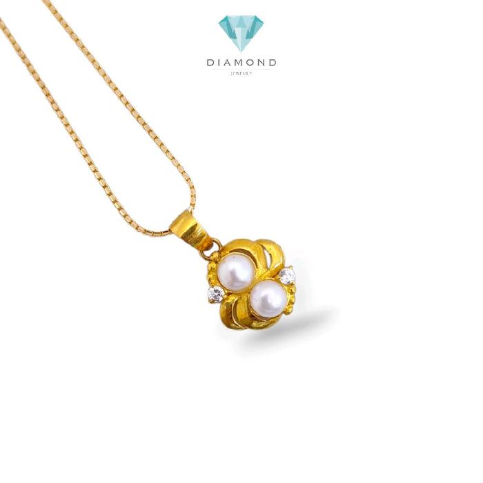 Duo Pearl Pendants 23K / Liontin mutiara ganda 23K / Diamond Jewely / 217LMSWP3