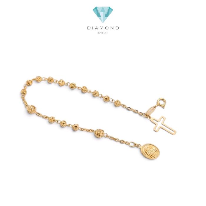 Gold Rosary Cross Bracelet 16K / Gelang Emas Salib Rosario 16K / Diamond Jewelry / 495GMS26OLS