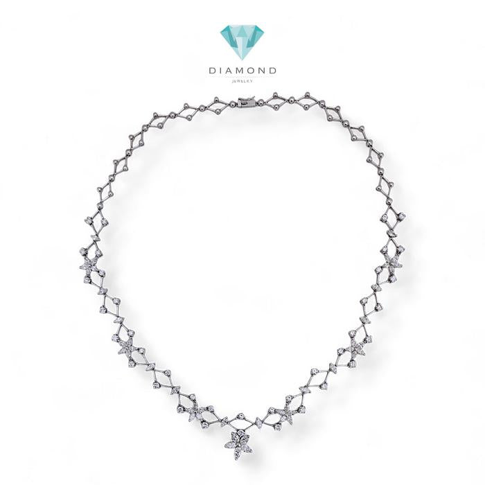 Flower Diamond Necklace 18K / Diamond Jewelry