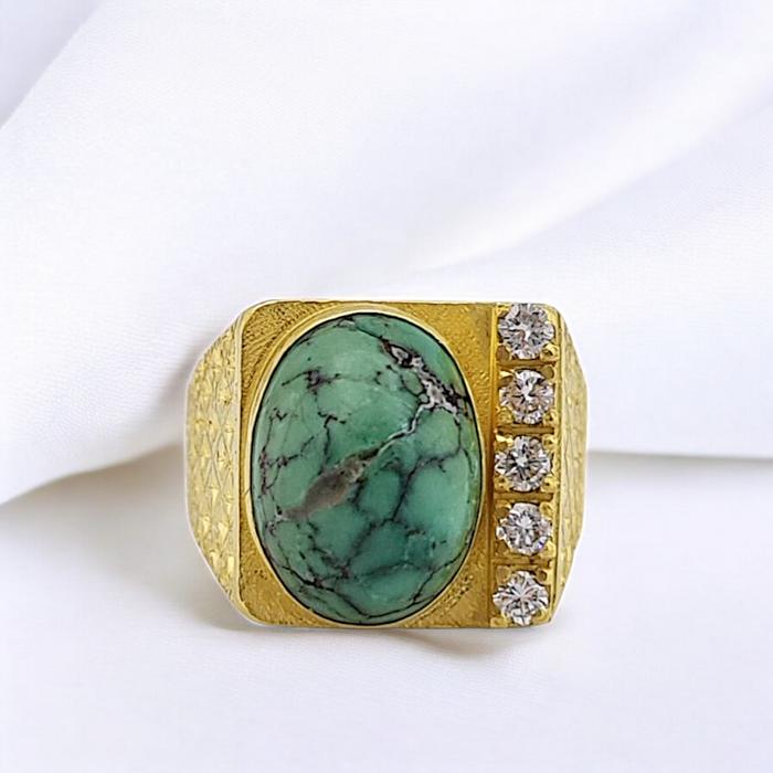 Turquoise Diamond Ring 18K / Diamond Jewelry