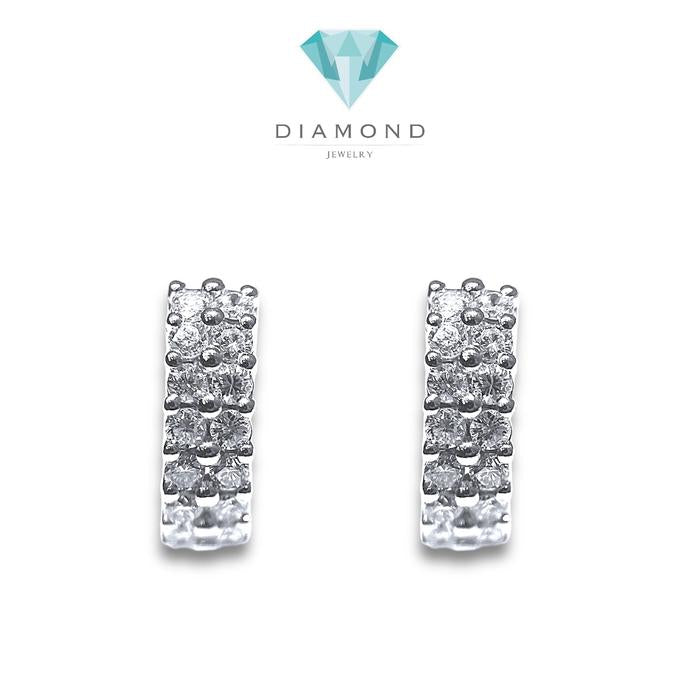 Double Hoop Diamond Earrings / Diamond Jewerly-381AB1040PFLS-HT