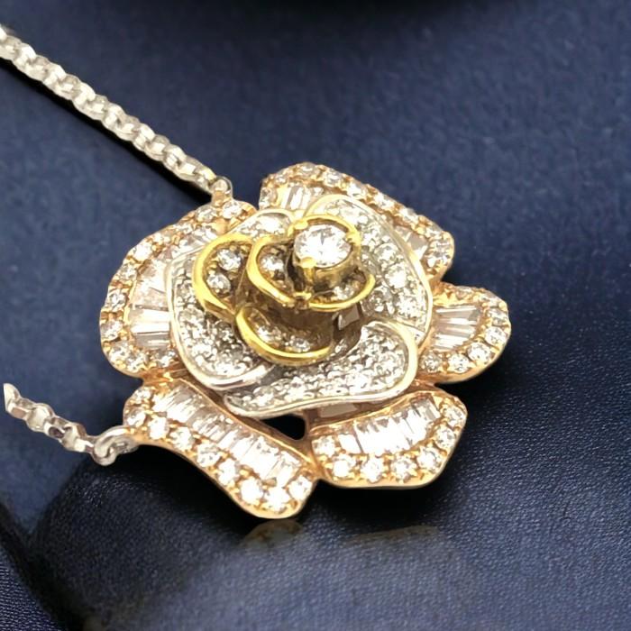 Camelia diamond flower pendant necklace 18k-Diamond Jewelry