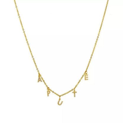 Diamond alphabet 18K gold custom necklace