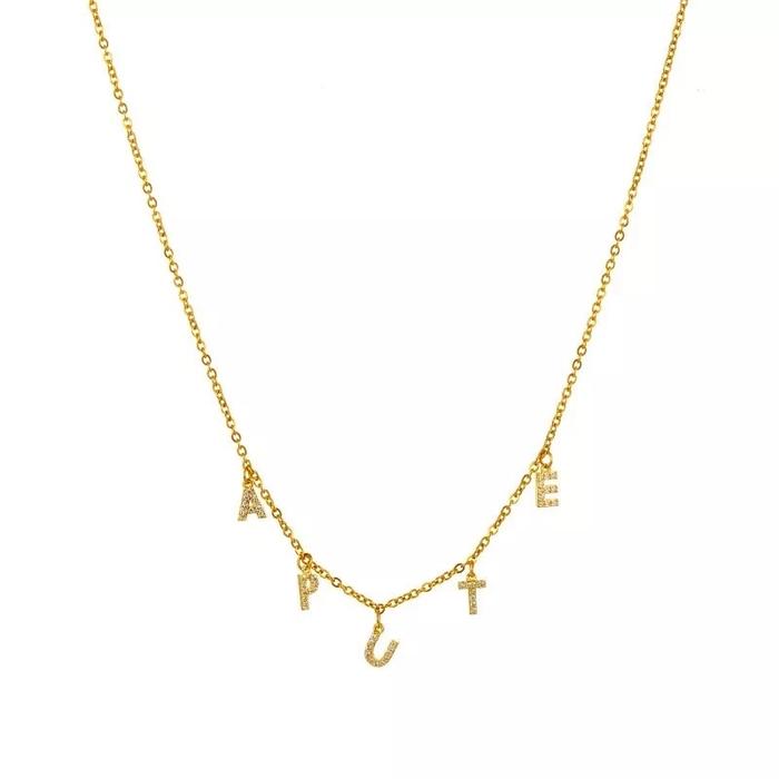 Diamond alphabet 18K gold custom necklace