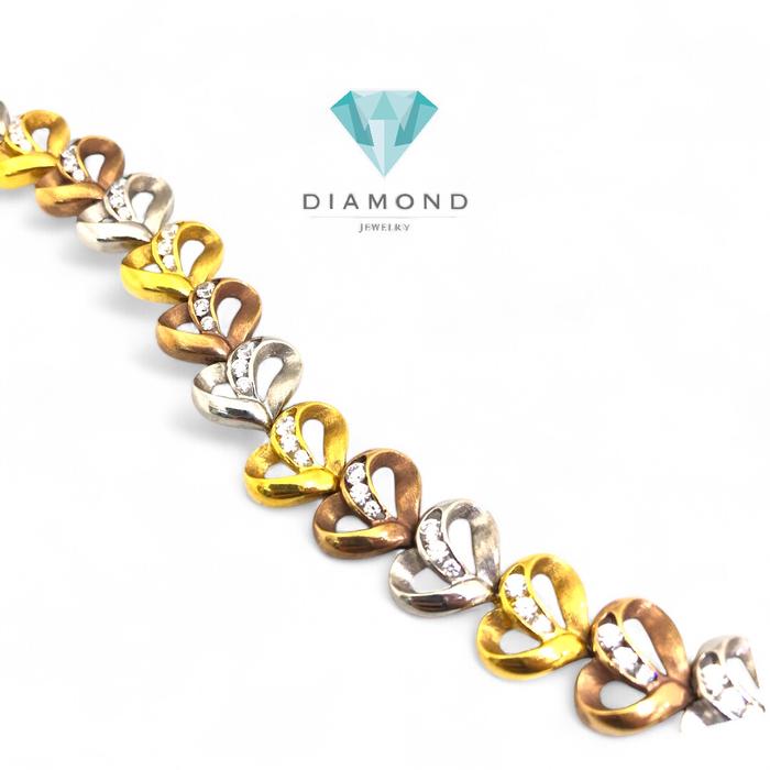 Gelang Emas 2 Warna 23K Diamond Jewelry-75GMS34WP-HT