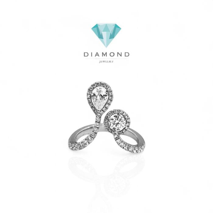 Cincin Berlian duo round oval- cincin beelian oval bulat-Diamond Jewelry