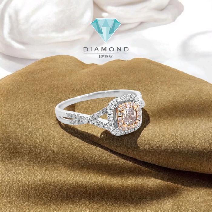 Pink Diamond Ring Princess/Cincin Berlian Pink Diamomd emas 18K-Diamond Jewelry-392CB6692SD-HT