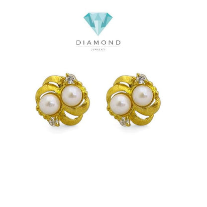 Anting Mas Mutiara 23K-Diamond Jewelry-311AMSWP4