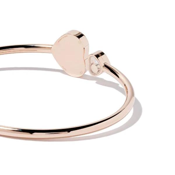Double heart bangle 18K Rose gold with diamond Diamond Jewelry
