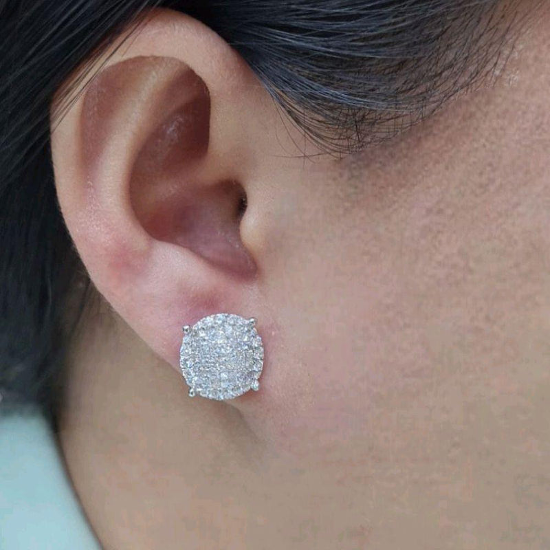 Mega Round Diamond Earring 18K-Diamond Jewelry-18ABKV2308WP-HT