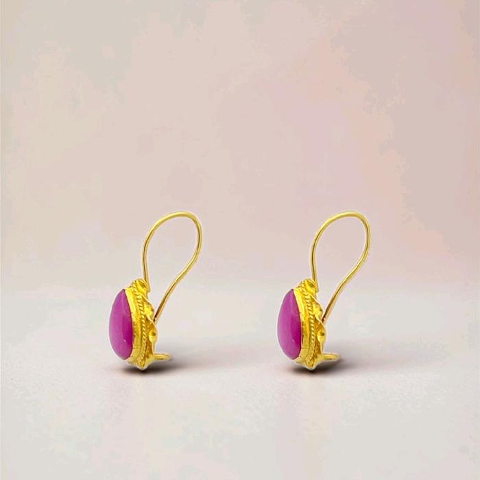 Ruby Pear Gold Earrings 23K / Anting Emas Ruby Pear 23K / Diamond Jewelry / 310AMSWP2