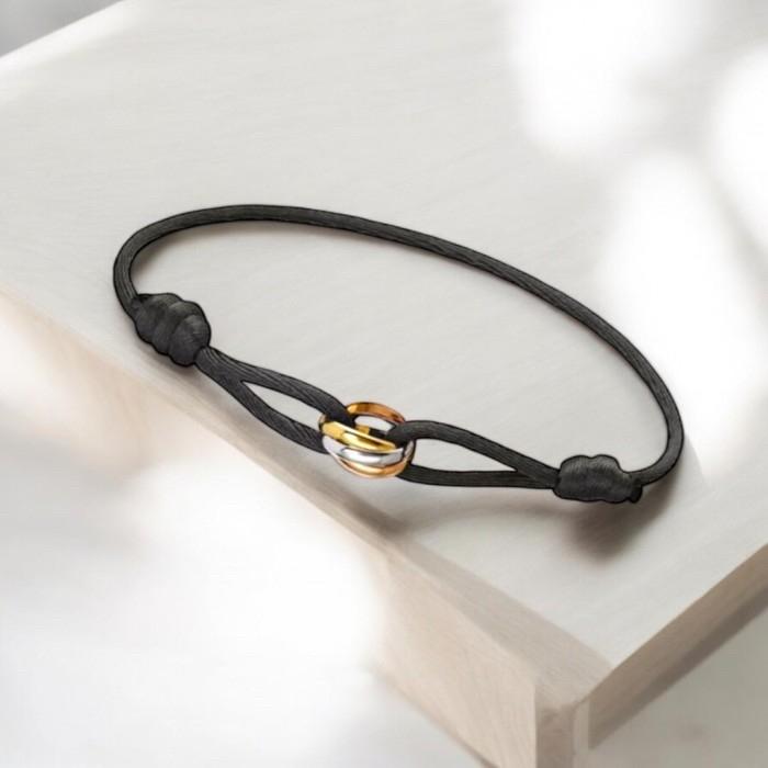 Trinity Tricolor in rope bracelet gold crt 18k / gelang tali robe 18k tricolor-Diamond Jewelry