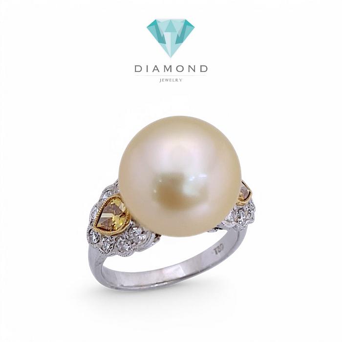 Pearl Diamond Ring 18K / Diamond Jewelry