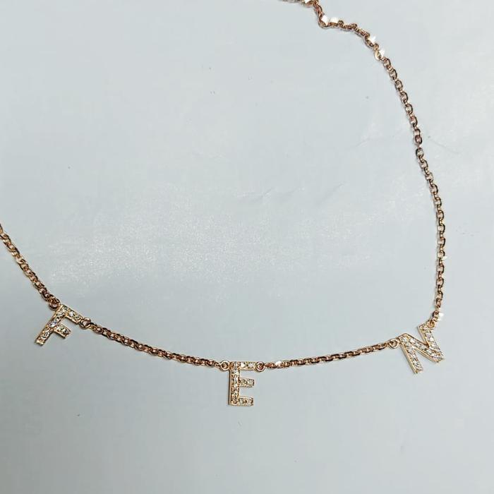 Diamond alphabet 18K gold custom necklace