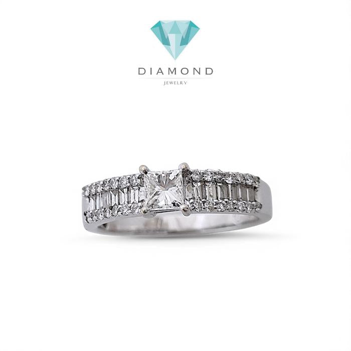 Princess Cut Solitaire Diamond Ring 18K / Diamond Jewelry-355CB710LS-HT