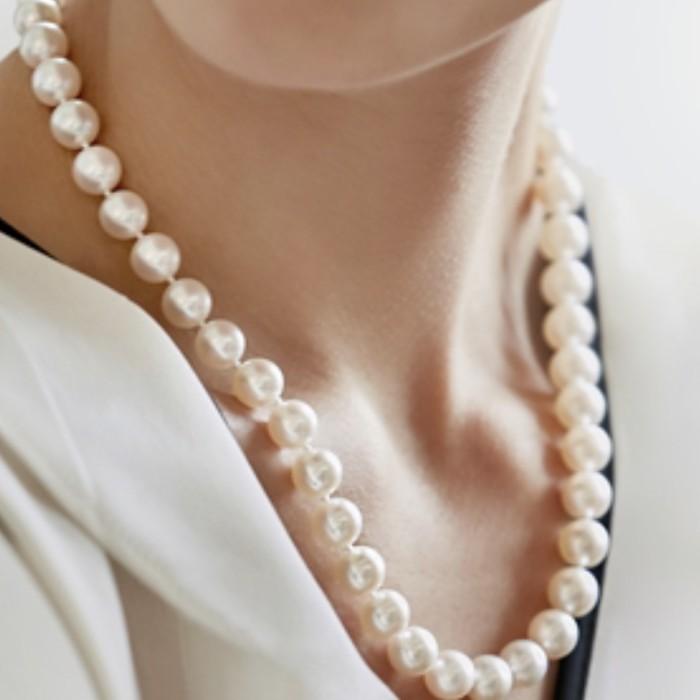 South sea pearl 13-15 mm milk white Necklace Diamond Jewelry