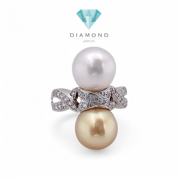 Duo Pearl Diamond Ring 18K / Diamond Jewelry