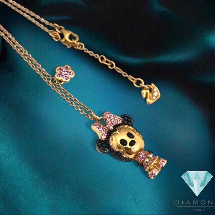 Kalung Liontin mickey mouse Berlian 18K/ Minnie mouse diamond necklace 18k-Diamond Jewelry