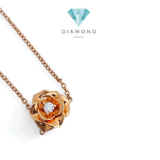 Rose Diamond Necklace 18K / Kalung Berlian Mawar 18K / Diamond Jewelry 116KBD56100AB-HT