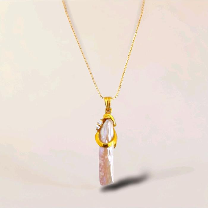 Biwa Mop Pendants 23K / Liontin Mutiara Biwa 23K / Diamond Jewelry / 207LMSWP5