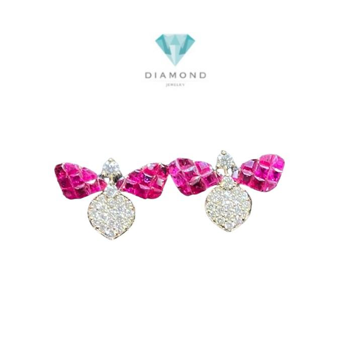 Ruby Butterfly diamond earring 18K rose gold-Diamond Jewelry