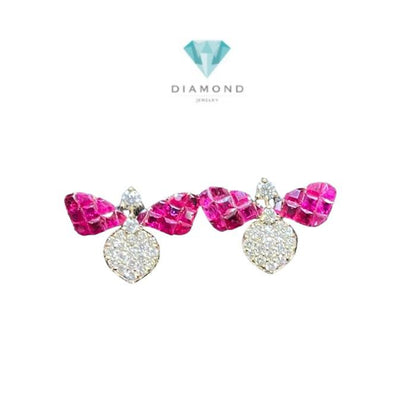 Ruby Butterfly diamond earring 18K rose gold-Diamond Jewelry