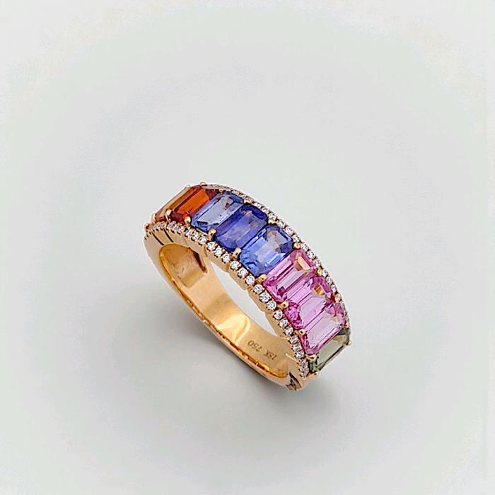 Rainbow Diamond Ring 18K / Cincin Berlian Pelangi 18K / Diamond Jewelry 100BC88000AB-HT