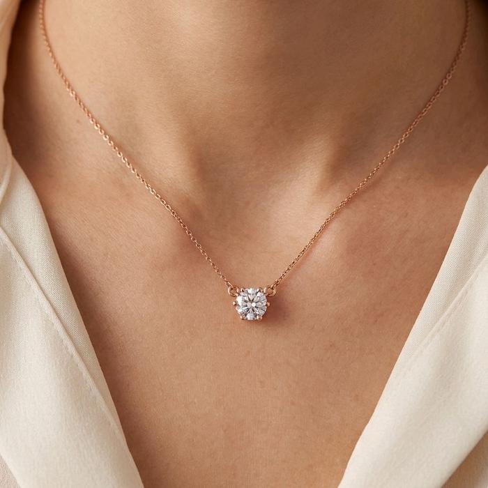 Solitaire Gold Necklace 17K / Kalung Emas Solitaire 17K / Diamond Jewelry / 454KMS184LS