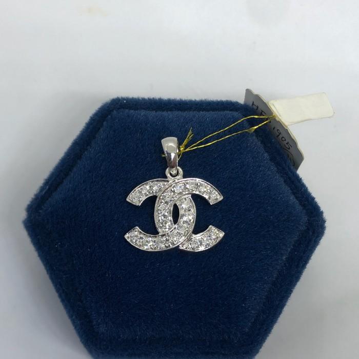 Double C logo diamond pendant 18k/ liontin berlian-Diamond Jewelry-99LBPF414WPLS-HT