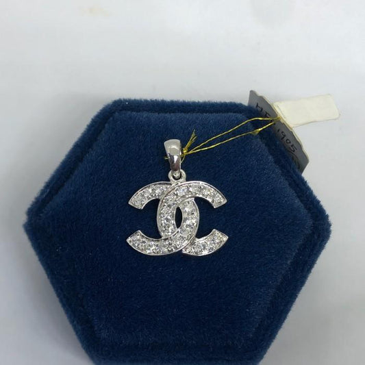 Double C logo diamond pendant 18k-Diamond Jewelry