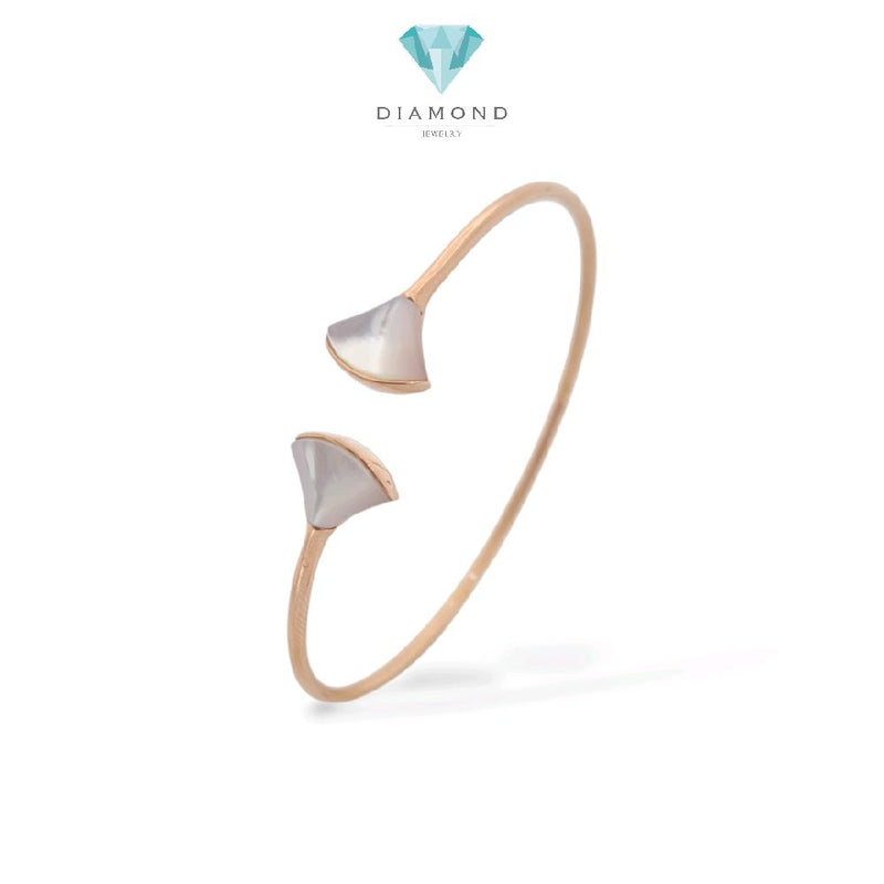 Mother Of Pearl Gold Bangle 17K / Gelang Mop 17K / Diamond Jewelry / 473GMS463LS