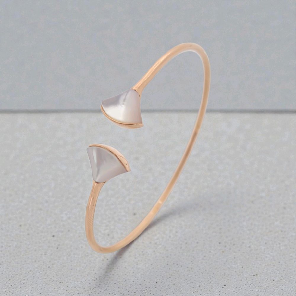 Mother Of Pearl Gold Bangle 17K / Gelang Mop 17K / Diamond Jewelry / 473GMS463LS