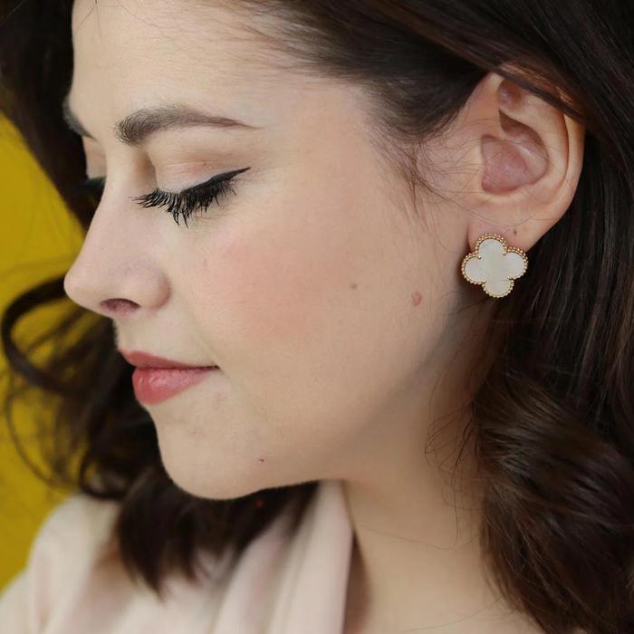 Magic MOP clover white vca earring 18k-Diamond Jewelry