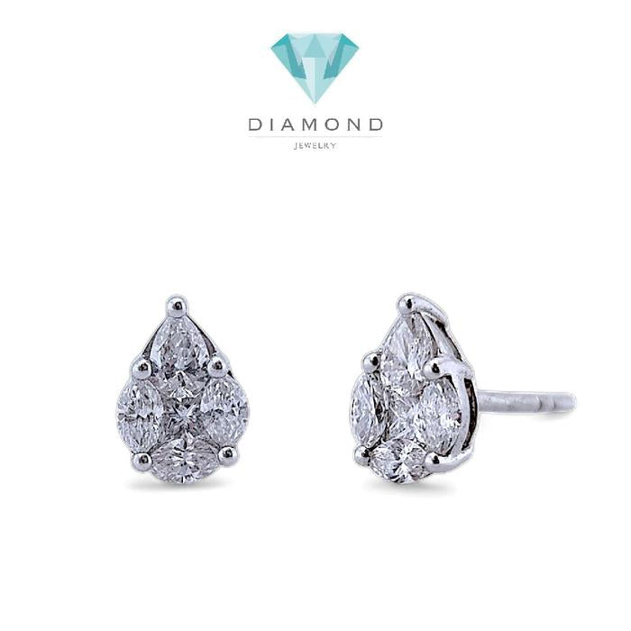 Tear Drop Diamond Earring 18K / Diamond Jewelry-398AB3591SD-HT