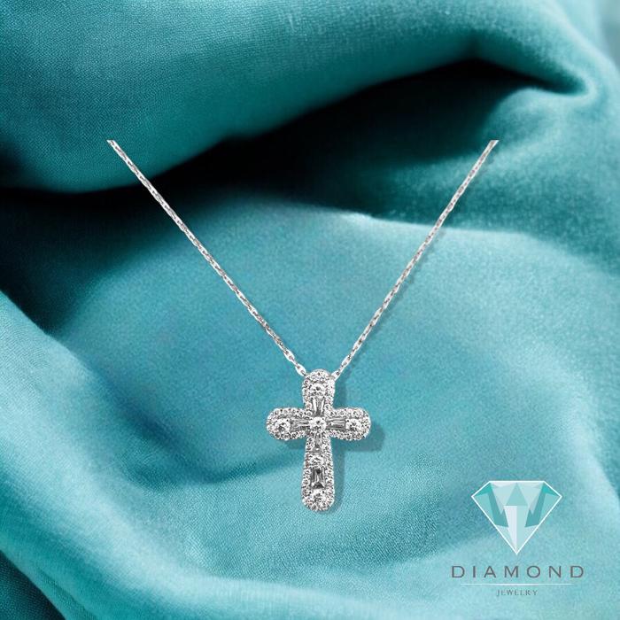 Kalung liontin salib maria/Illusion Diamond Cross Pendant18k-Diamond Jewelry