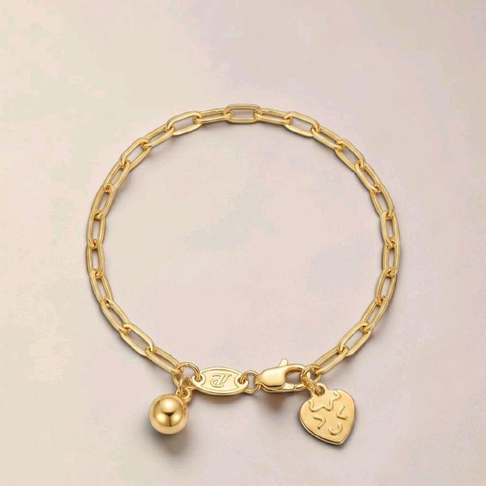 Kids Gold Chain Bracelet with bell 16K / Gelang Rantai Emas Anak dengan lonceng 16K / Diamond Jewelry/ 493GMS201LS