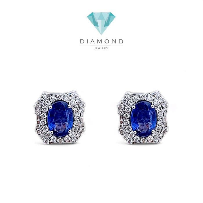 Blue Sapphire Diamond Earring 18K / Diamond Jewelry