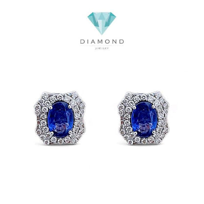 Blue Sapphire Diamond Earring 18K / Diamond Jewelry