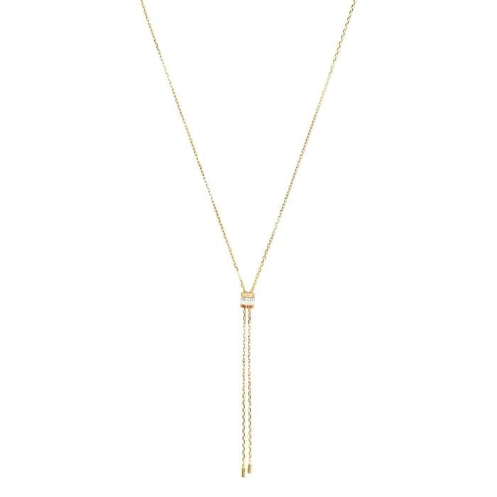 Long white necklace pendant 18K gold Diamond Jewelry