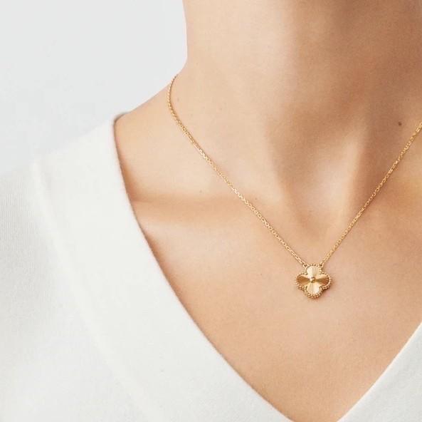 Clover Necklace Gold Vintage 18K Diamond Jewelry-388KBD3000LS-(1100HT)