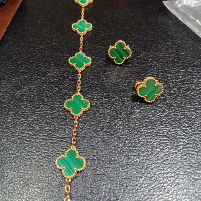 Malachite Clover Green Vintage 18K Gold Diamond Jewelry/Necklace/vintgae Earring/Sweet Earring/Bracelet -387KBD300LS/352ABD829RY/394ABD2500LS/454GBD4000LS-HT