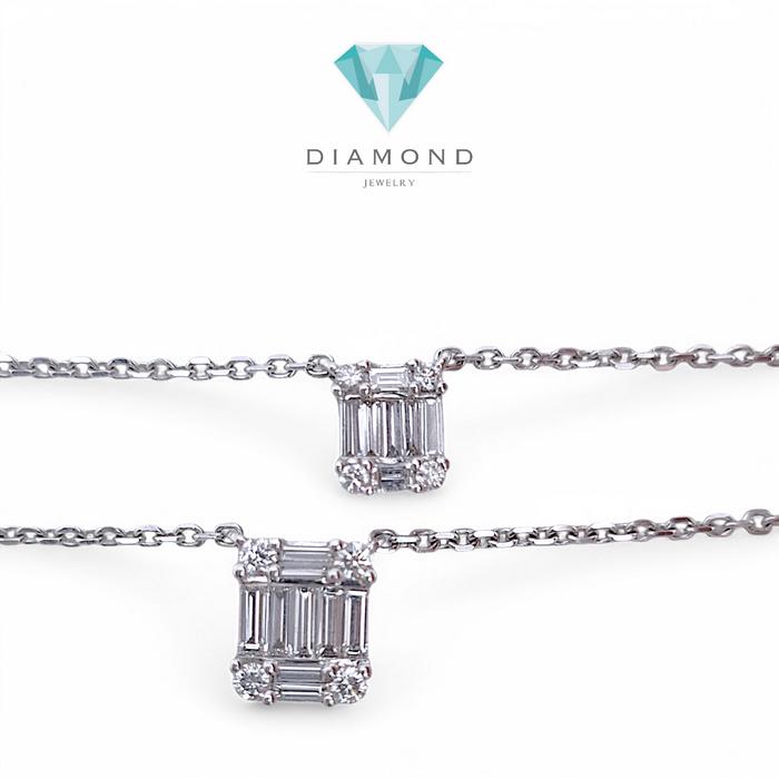 Double duo Diamond Baguette Necklace 18K / Diamond Jewelry