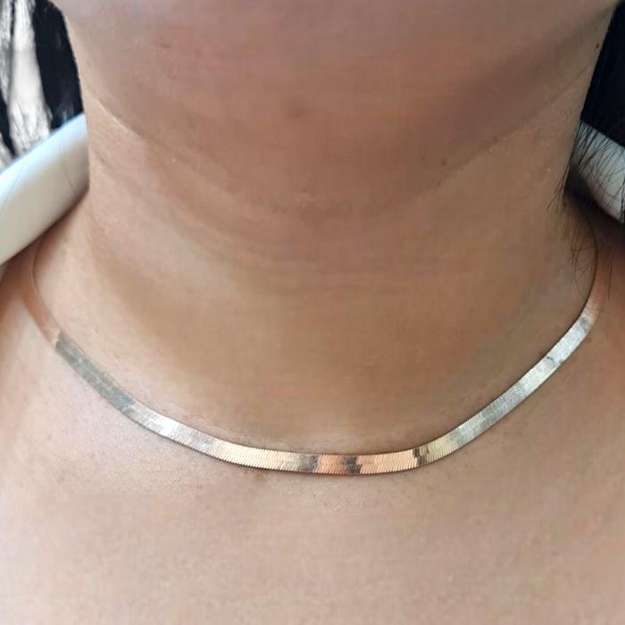 flat gold necklace snake rose gold necklace Rose Gold 750K-Diamond Jewelry- Kalung Perhiasan Emas Flat snake