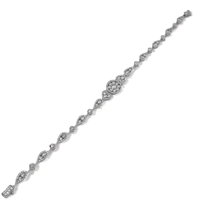 Diamond Pave Bracelet Lotus 18k white gold-Diamond Jewelry