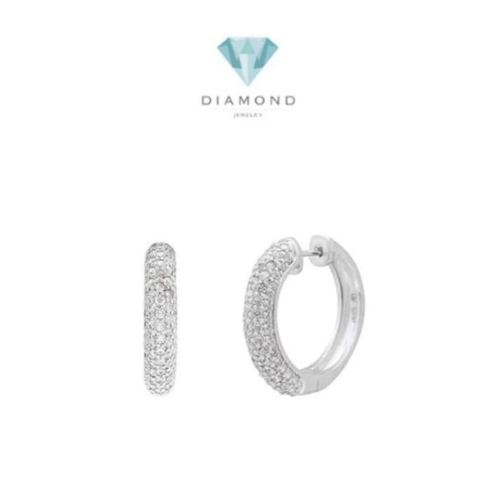 Diamond earring Anting Pave Berlian hoop klip white gold 18K Diamond Jewelry