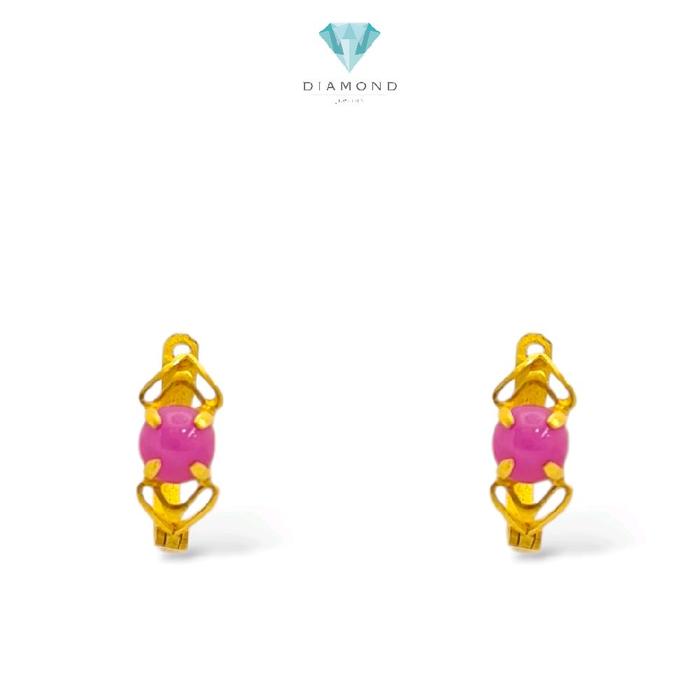 Rubby Gold Earrings 23K / Anting Emas Ruby 23K / Diamond Jewelry / 299AMSWP2