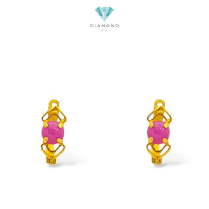 Rubby Gold Earrings 23K / Anting Emas Ruby 23K / Diamond Jewelry / 299AMSWP2