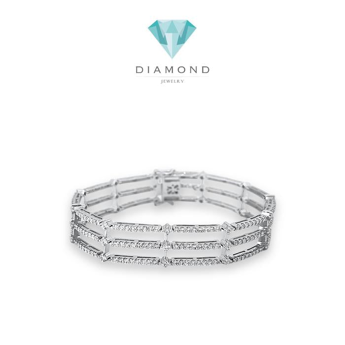 Diamond Bracelet tri listring tennis - Gelang Berlian - Diamond Jewelry - White 03030409