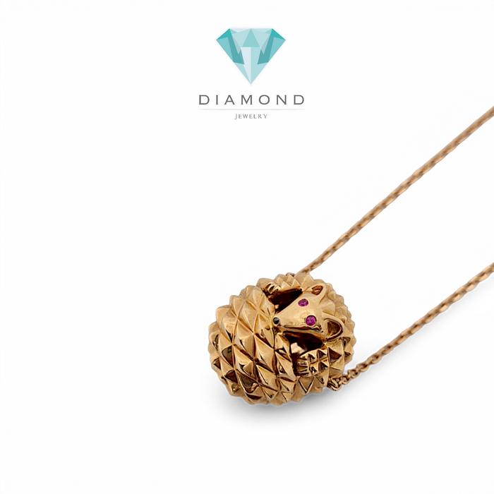 Hedgehog Necklace 18K/Kalung Emas Landak Diamond Jewelry-375KBD1375RY-HT